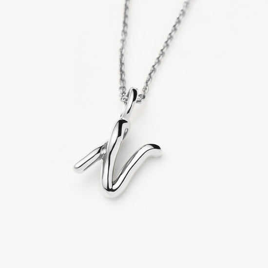 Curly Molten Mini Initial Necklace - N | Sterling Silver Necklaces Missoma 