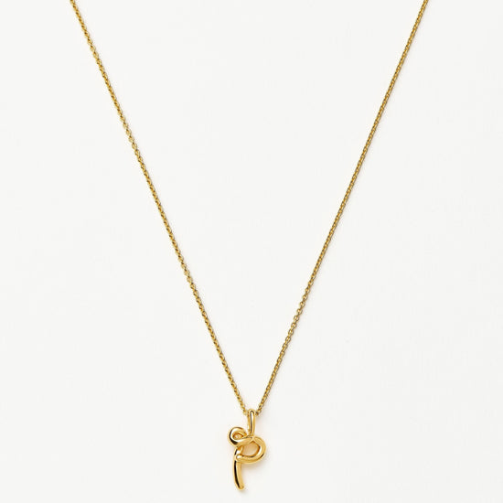 Curly Molten Mini Initial Necklace - P | 18ct Gold Vermeil Necklaces Missoma 