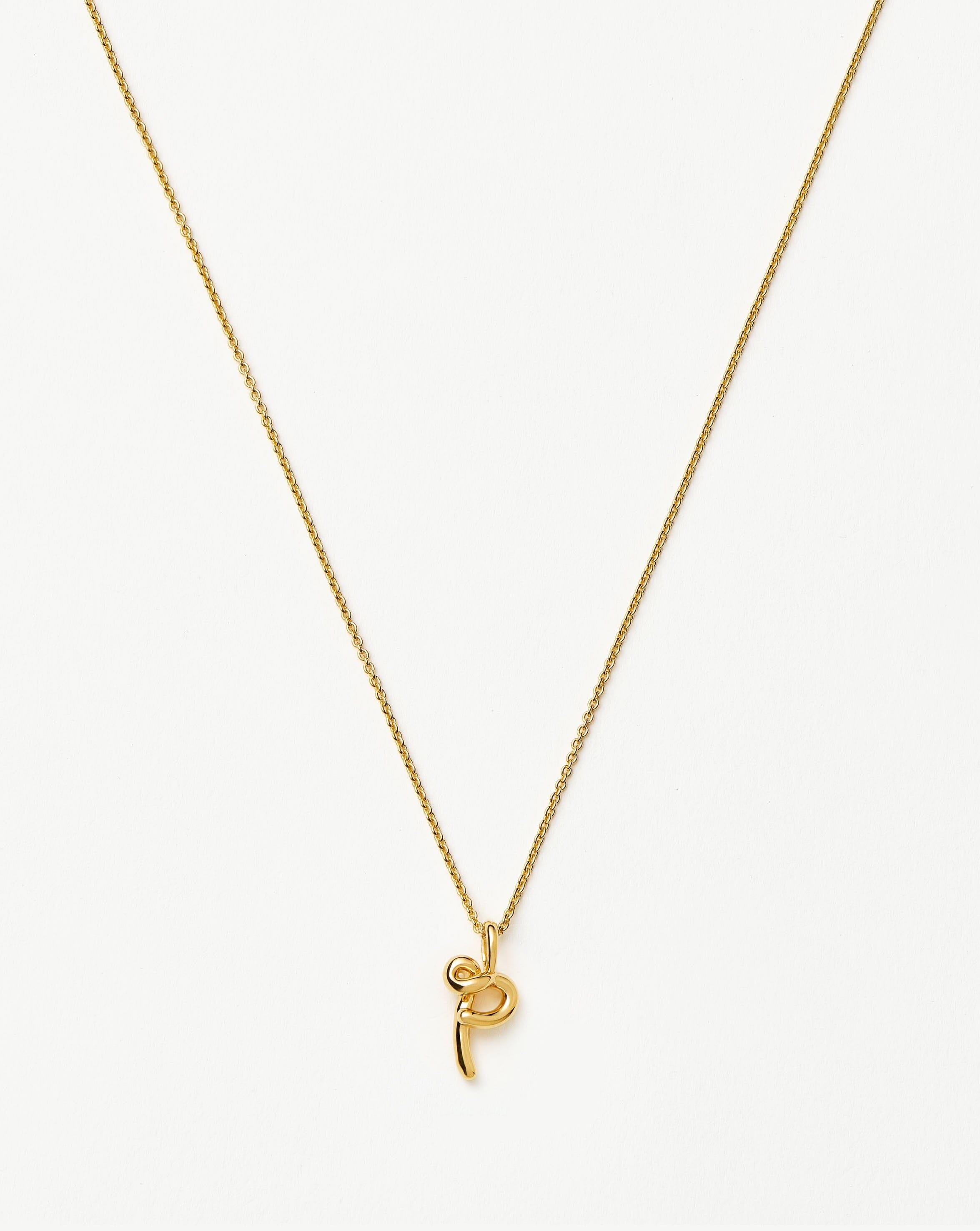 Curly Molten Mini Initial Necklace - P | 18ct Gold Vermeil Necklaces Missoma 