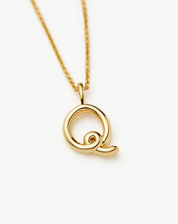 Curly Molten Mini Initial Necklace - Q | 18ct Gold Vermeil Necklaces Missoma 