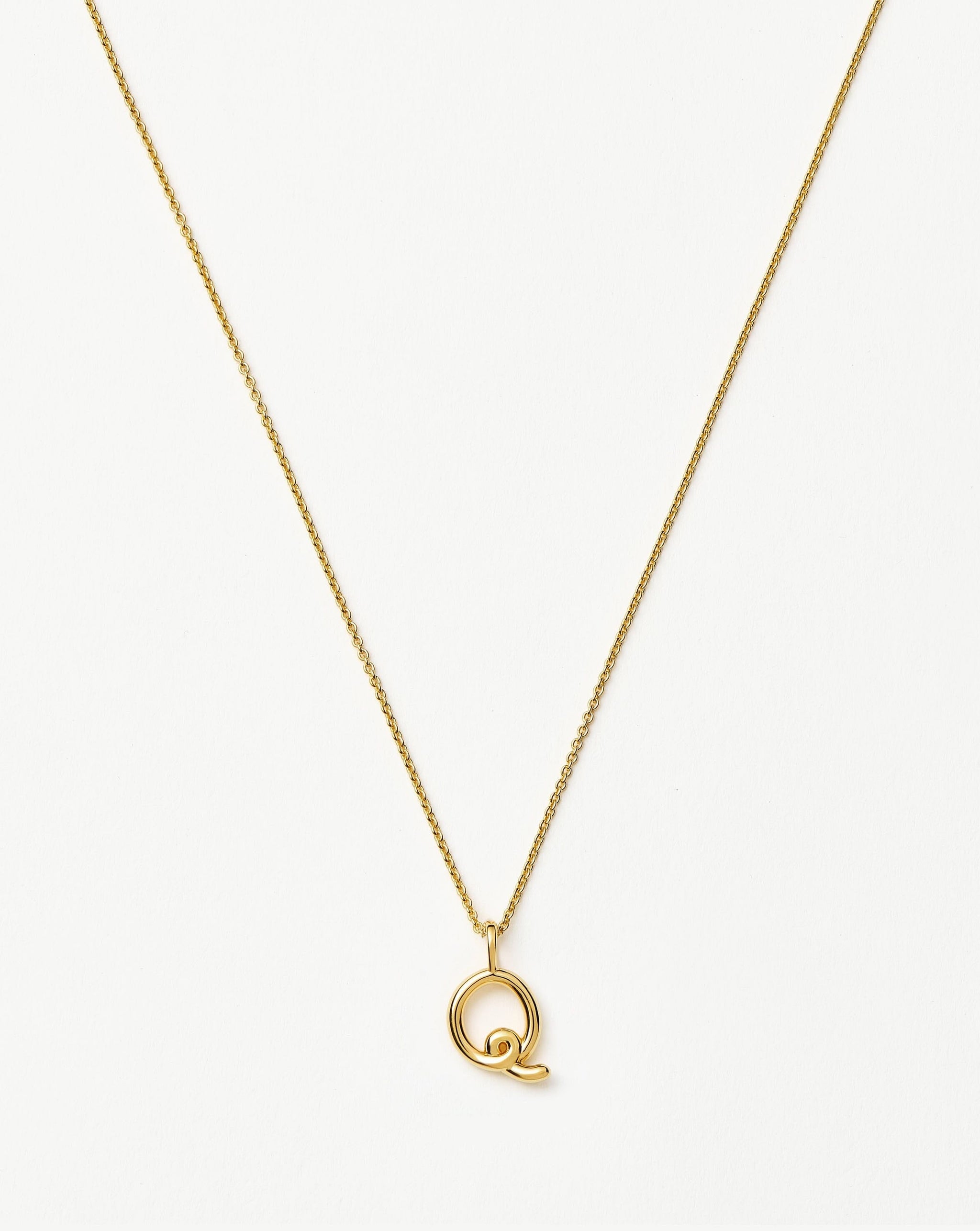Curly Molten Mini Initial Necklace - Q | 18ct Gold Vermeil Necklaces Missoma 