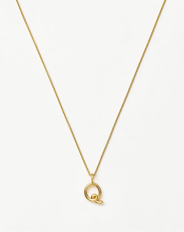 Curly Molten Mini Initial Necklace - Q | 18ct Gold Vermeil Necklaces Missoma 