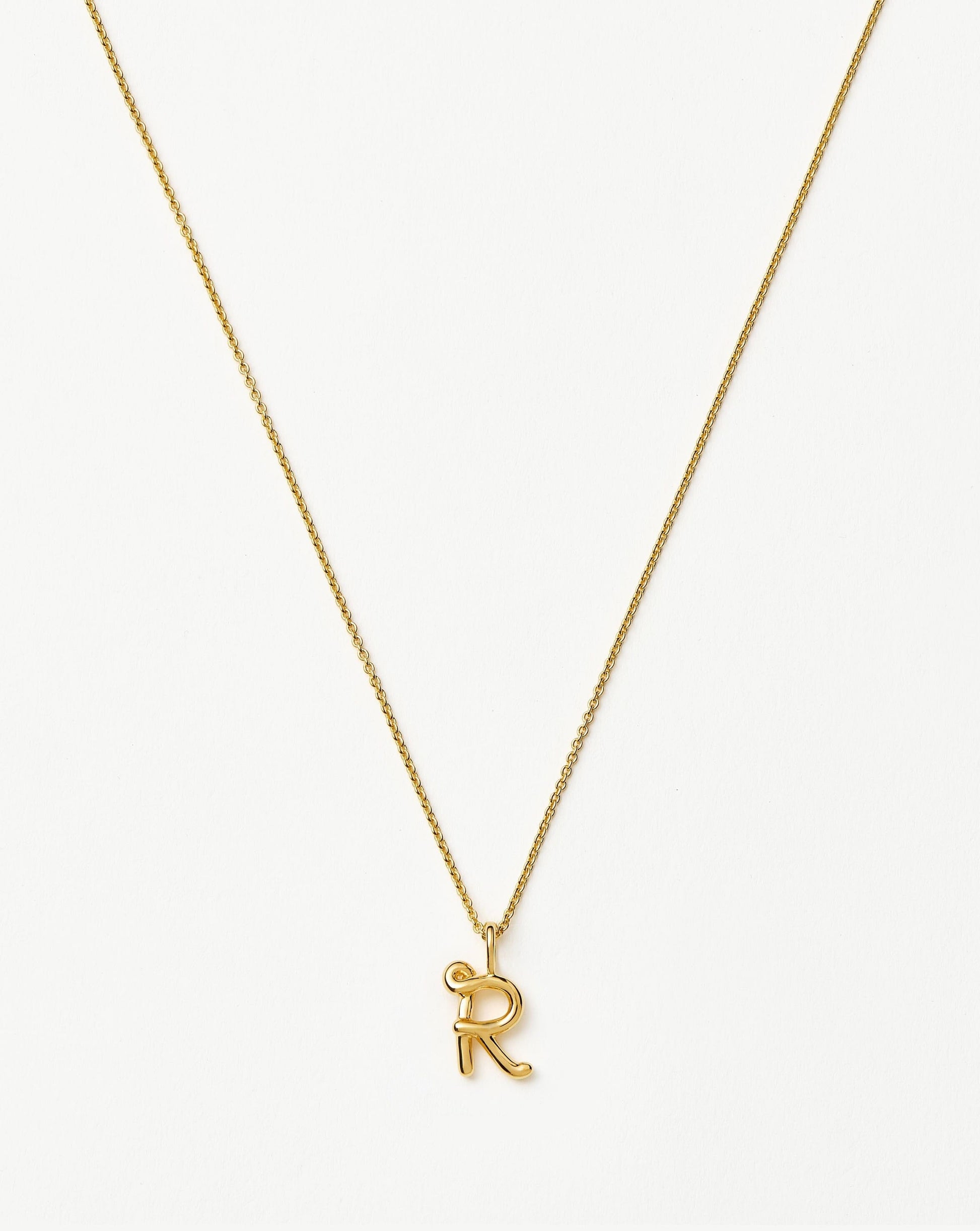 Curly Molten Mini Initial Necklace - R | 18ct Gold Vermeil Necklaces Missoma 