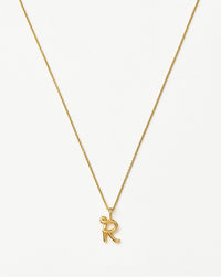 Curly Molten Mini Initial Necklace - R | 18ct Gold Vermeil Necklaces Missoma 