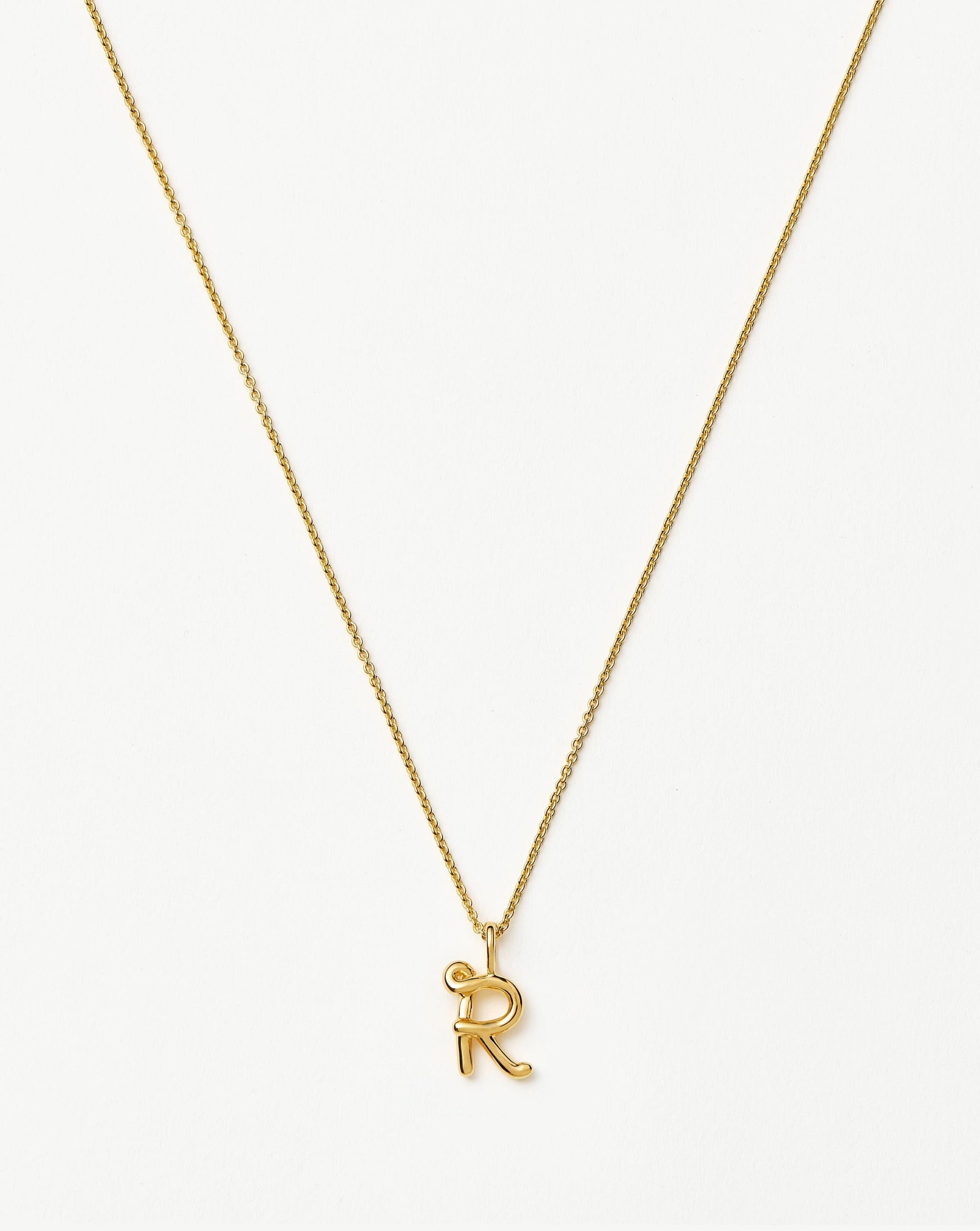 Curly Molten Mini Initial Necklace - R | 18ct Gold Vermeil Necklaces Missoma 
