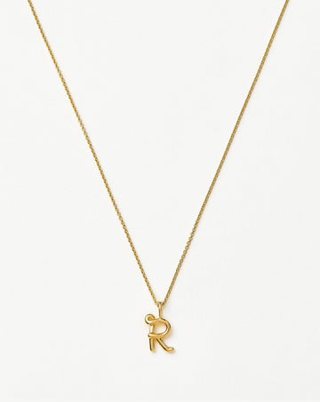 Curly Molten Mini Initial Necklace - R | 18ct Gold Vermeil Necklaces Missoma 