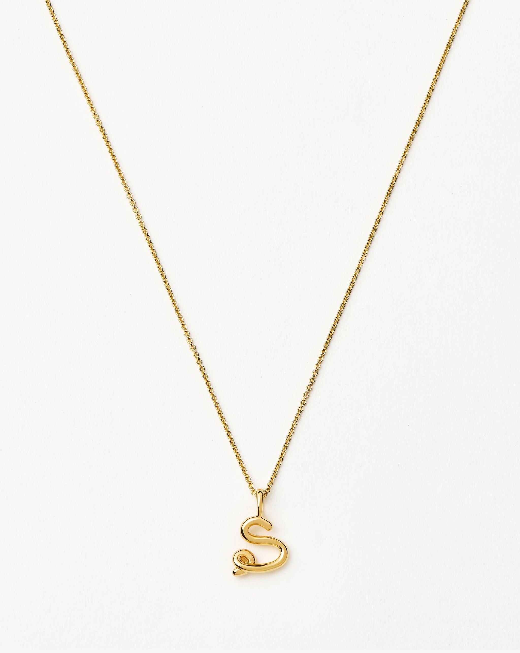 Curly Molten Mini Initial Necklace - S | 18ct Gold Vermeil Necklaces Missoma 