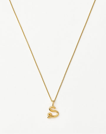 Curly Molten Mini Initial Necklace - S | 18ct Gold Vermeil Necklaces Missoma 