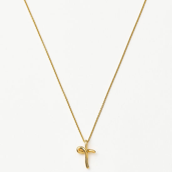 Curly Molten Mini Initial Necklace - T | 18ct Gold Vermeil Necklaces Missoma 