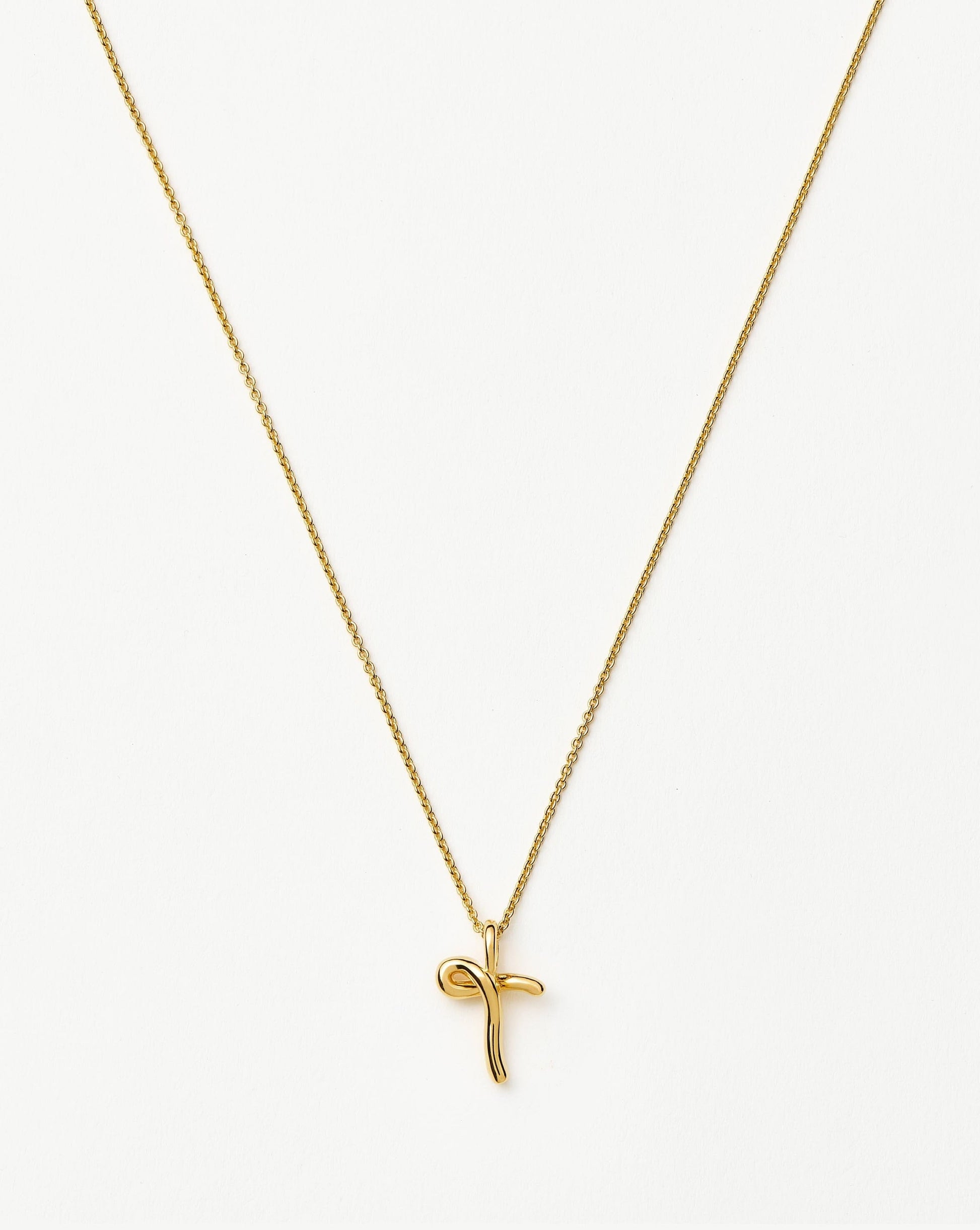 Curly Molten Mini Initial Necklace - T | 18ct Gold Vermeil Necklaces Missoma 