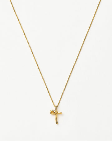 Curly Molten Mini Initial Necklace - T | 18ct Gold Vermeil Necklaces Missoma 