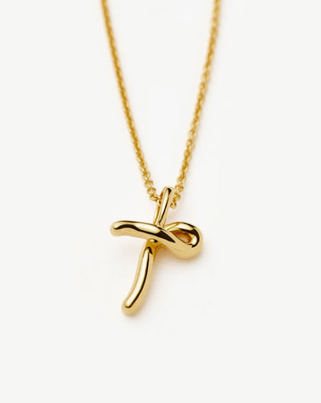 Curly Molten Mini Initial Necklace - T | 18ct Gold Vermeil Necklaces Missoma 