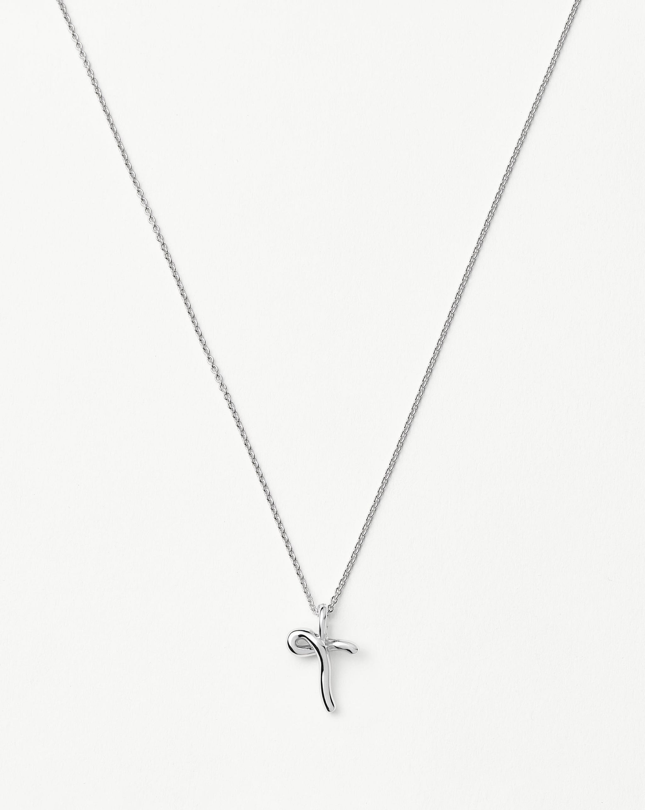 Curly Molten Mini Initial Necklace - T | Sterling Silver Necklaces Missoma 