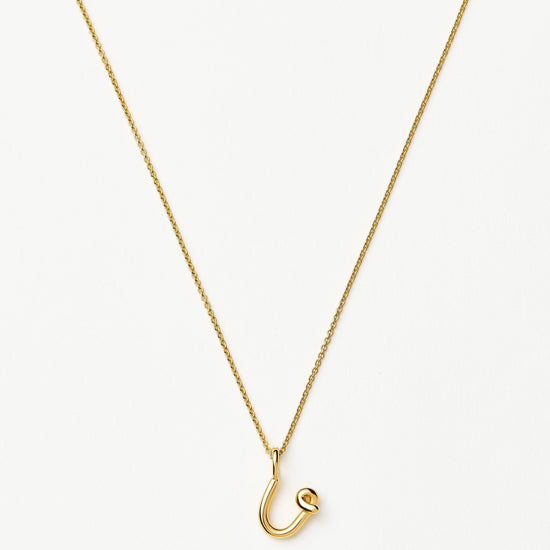 Curly Molten Mini Initial Necklace - U | 18ct Gold Vermeil Necklaces Missoma 