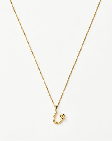 Curly Molten Mini Initial Necklace - U | 18ct Gold Vermeil Necklaces Missoma 
