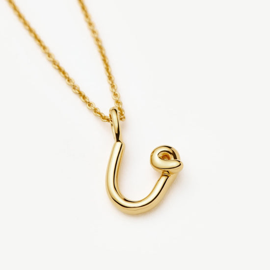 Curly Molten Mini Initial Necklace - U | 18ct Gold Vermeil Necklaces Missoma 