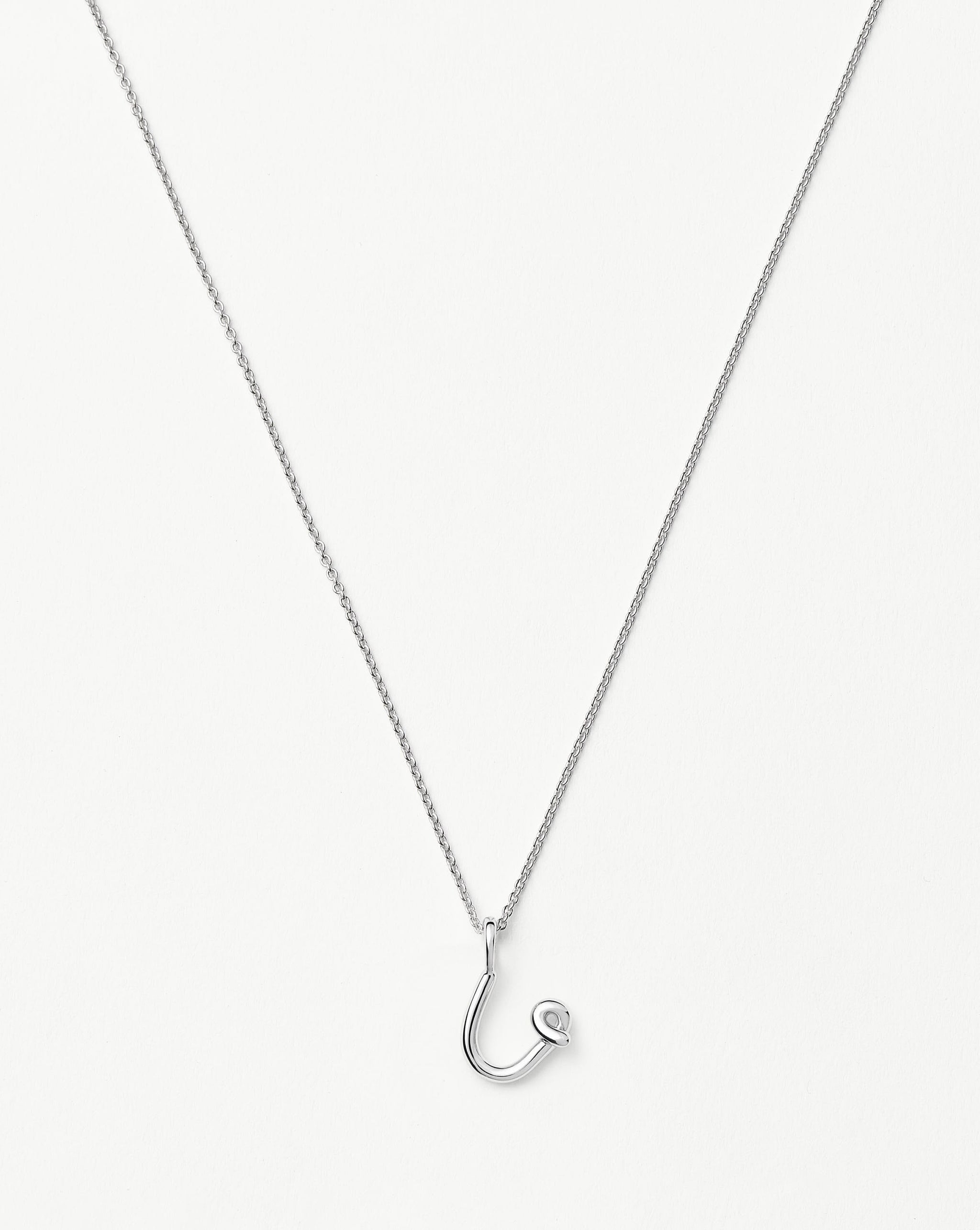 Curly Molten Mini Initial Necklace - U | Sterling Silver Necklaces Missoma 