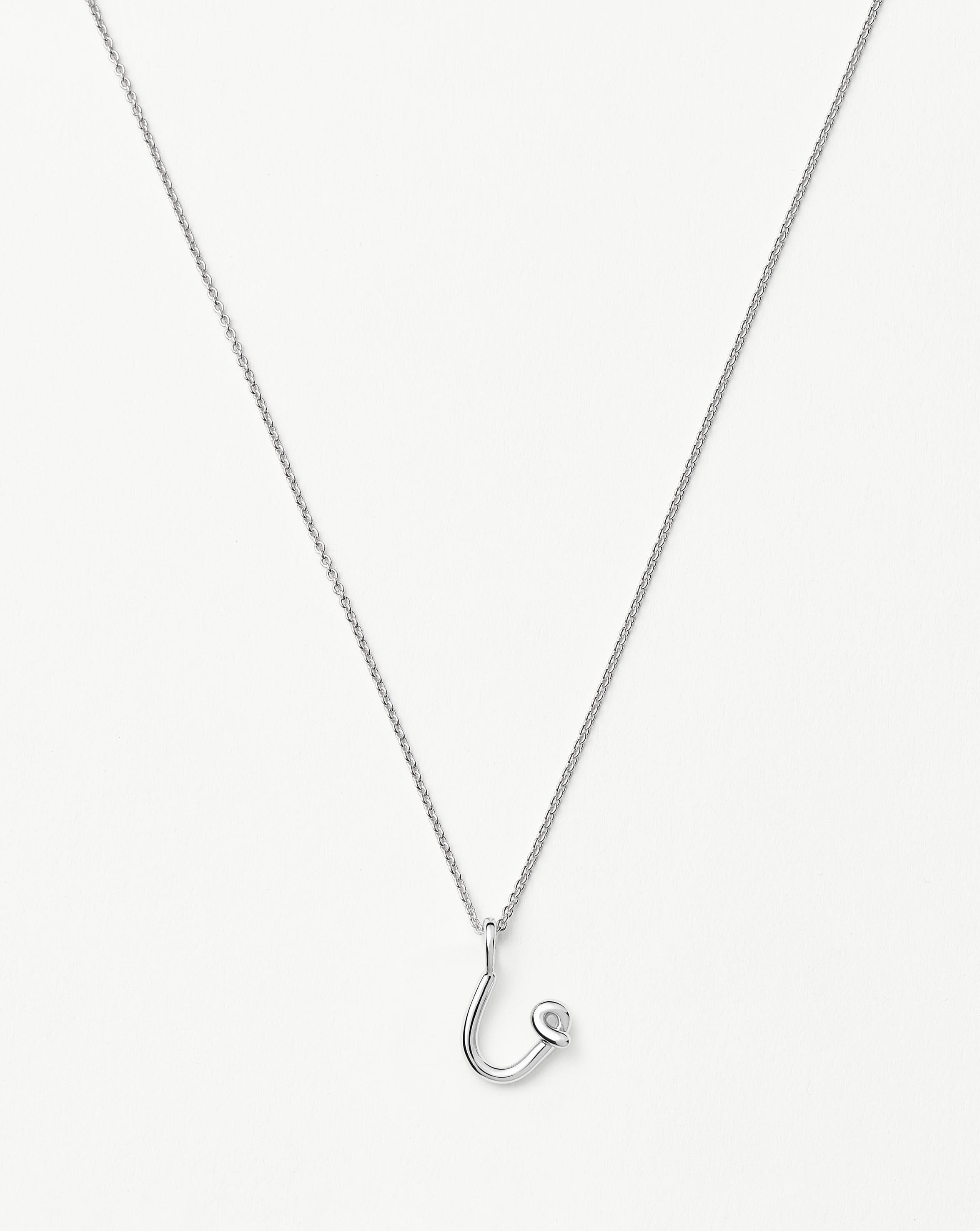 Curly Molten Mini Initial Necklace - U | Sterling Silver Necklaces Missoma 