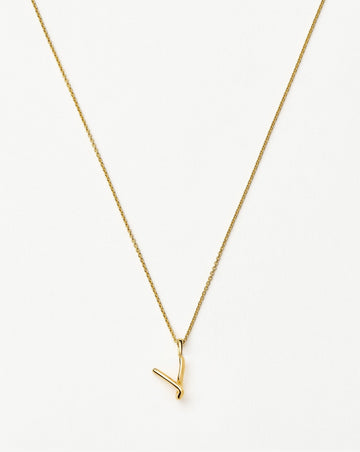 Curly Molten Mini Initial Necklace - V | 18ct Gold Vermeil Necklaces Missoma 