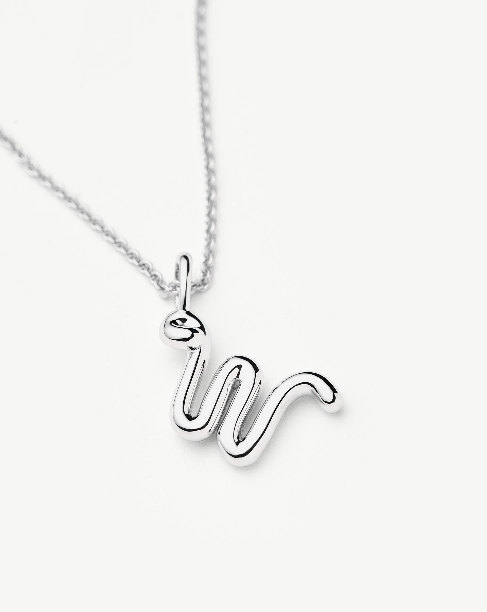 Curly Molten Mini Initial Necklace - W | Sterling Silver Necklaces Missoma 