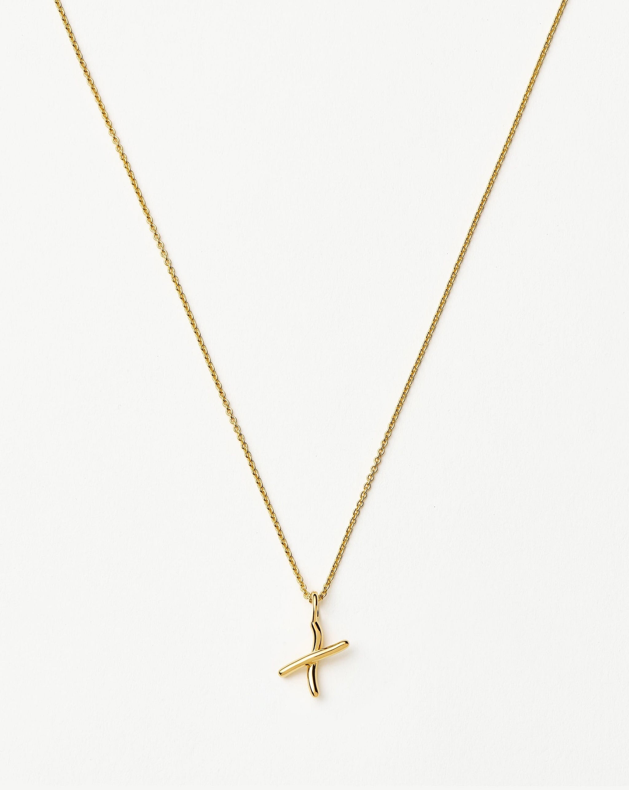 Curly Molten Mini Initial Necklace - X | 18ct Gold Vermeil Necklaces Missoma 