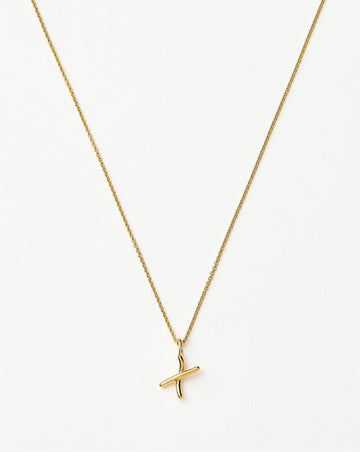 Curly Molten Mini Initial Necklace - X | 18ct Gold Vermeil Necklaces Missoma 