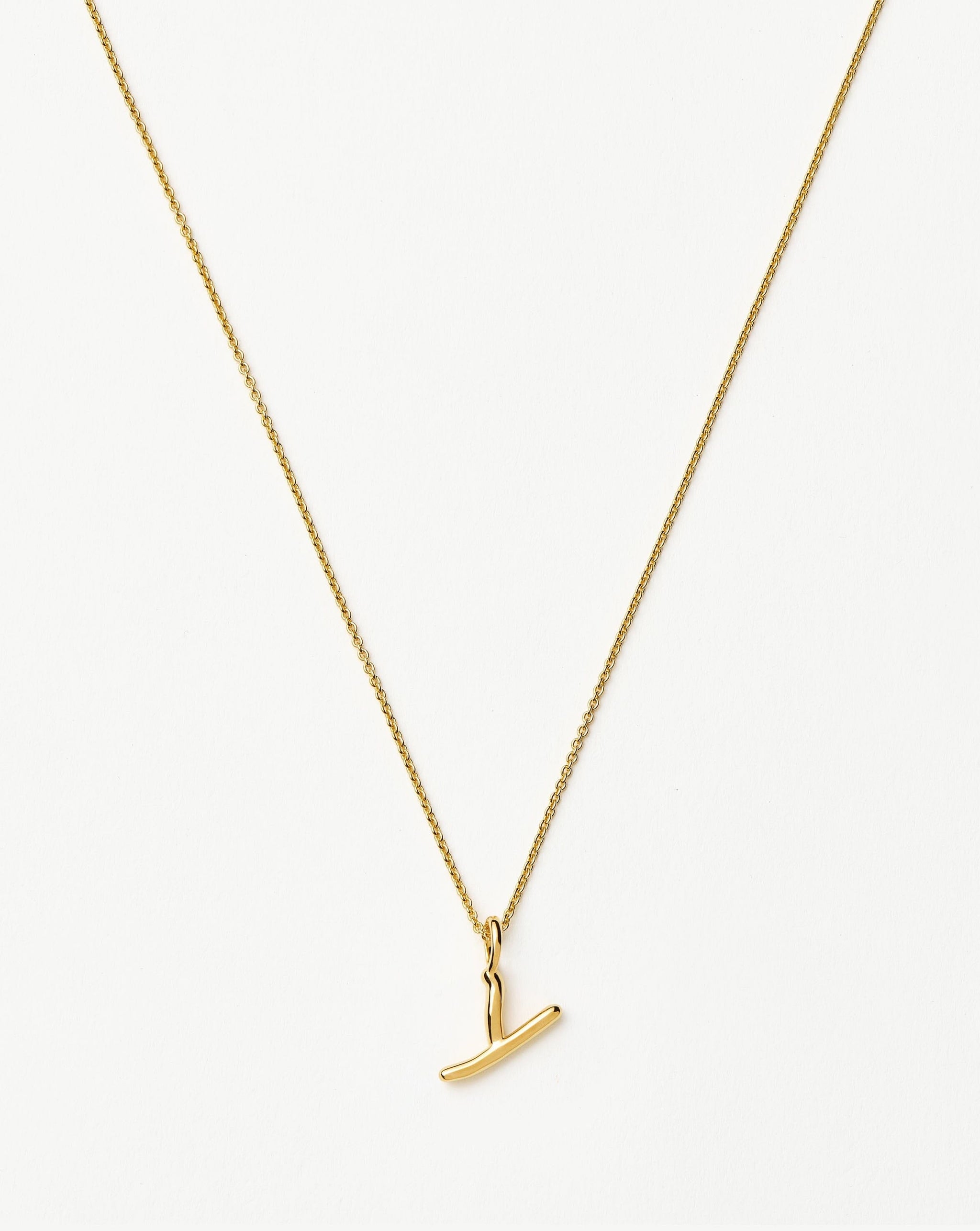 Curly Molten Mini Initial Necklace - Y | 18ct Gold Vermeil Necklaces Missoma 