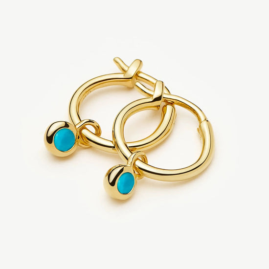 December Birthstone Mini Charm Hoop Earrings | 18ct Gold Plated/Turquoise Magnesite Earrings Missoma 