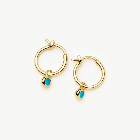 December Birthstone Mini Charm Hoop Earrings | 18ct Gold Vermeil/Turquoise Magnesite Earrings Missoma 