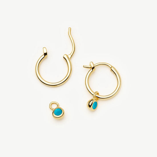 December Birthstone Mini Charm Hoop Earrings | 18ct Gold Vermeil/Turquoise Magnesite Earrings Missoma 