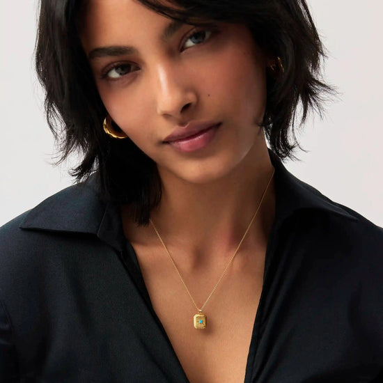 December Birthstone Necklace & Charm Earrings Set | 18ct Gold Vermeil/Turquoise Magnesite Necklaces Missoma 