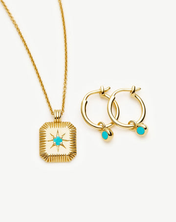 December Birthstone Necklace & Charm Earrings Set | 18ct Gold Vermeil/Turquoise Magnesite Necklaces Missoma 