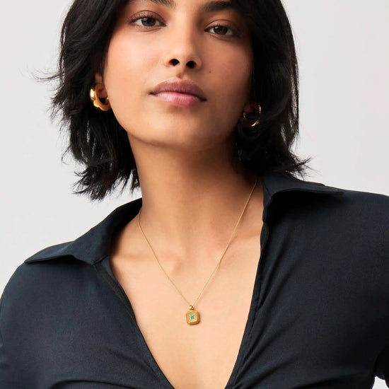 December Birthstone Pendant Necklace | 18ct Gold Vermeil/Dyed Turquoise Magnesite Necklaces Missoma 