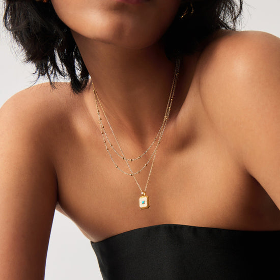 December Birthstone Pendant Necklace | 18ct Gold Vermeil/Dyed Turquoise Magnesite Necklaces Missoma 