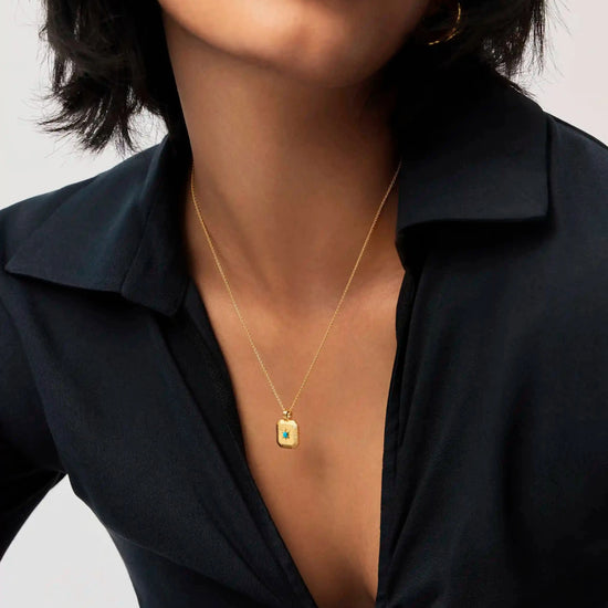 December Birthstone Pendant Necklace | 18ct Gold Vermeil/Dyed Turquoise Magnesite Necklaces Missoma 