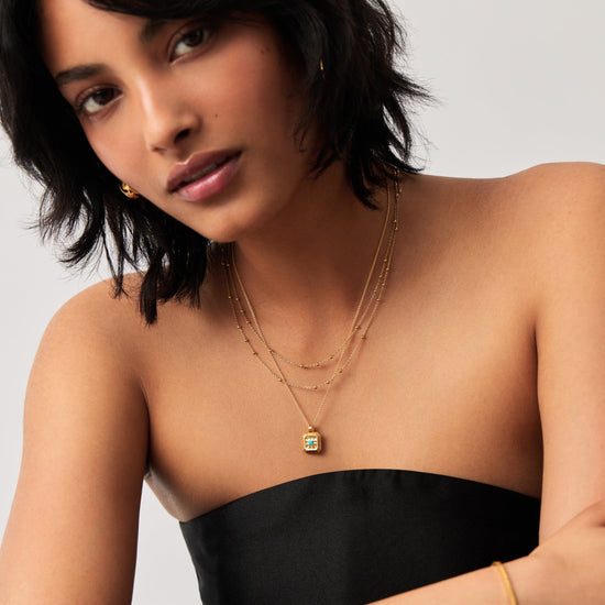 December Birthstone Pendant Necklace | 18ct Gold Vermeil/Dyed Turquoise Magnesite Necklaces Missoma 
