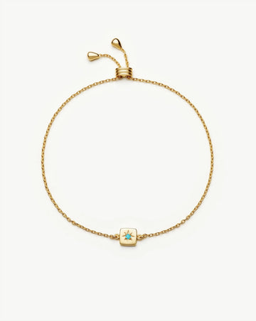 December Birthstone Slider Bracelet | 18ct Gold Plated/Dyed Turquoise Magnesite Bracelets Missoma 