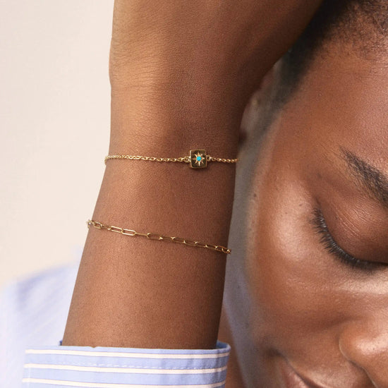 December Birthstone Slider Bracelet | 18ct Gold Plated/Dyed Turquoise Magnesite Bracelets Missoma 