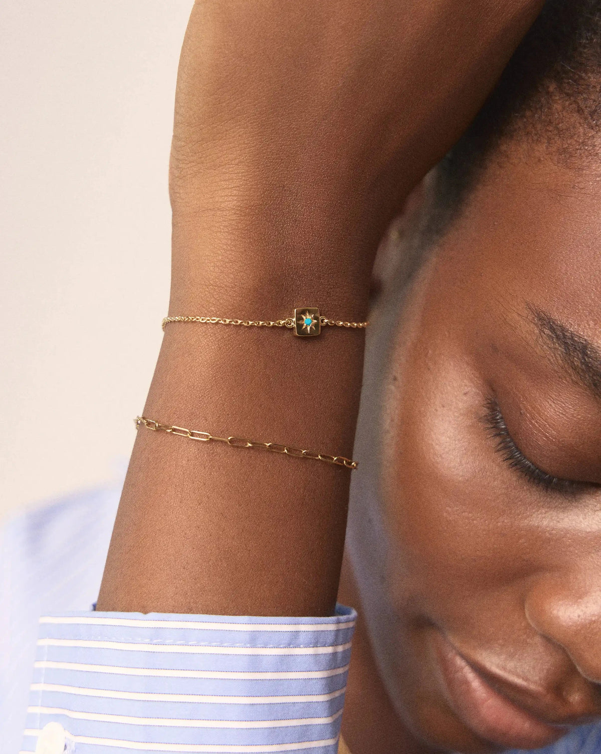 December Birthstone Slider Bracelet | 18ct Gold Plated/Dyed Turquoise Magnesite Bracelets Missoma 