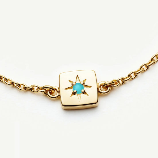 December Birthstone Slider Bracelet | 18ct Gold Plated/Dyed Turquoise Magnesite Bracelets Missoma 