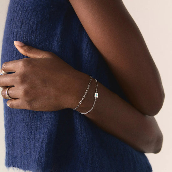 December Birthstone Slider Bracelet | Silver Plated/Dyed Turquoise Magnesite Bracelets Missoma 