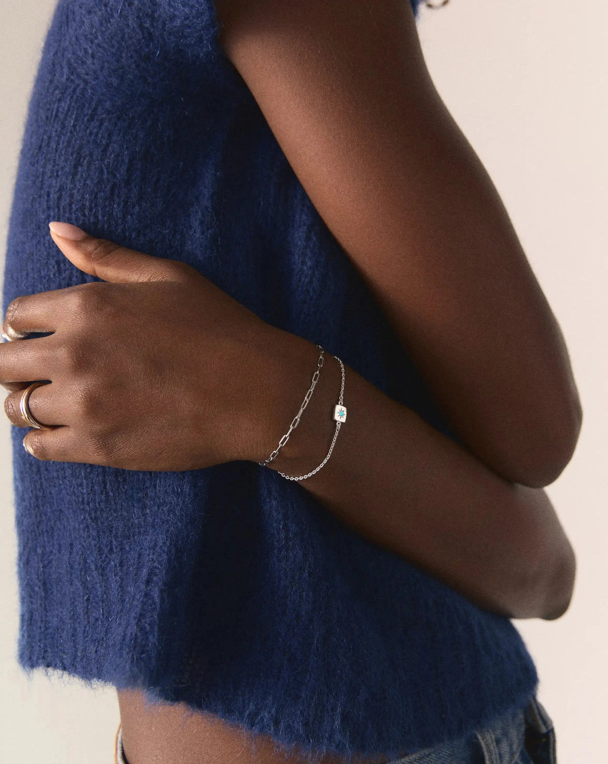 December Birthstone Slider Bracelet | Silver Plated/Dyed Turquoise Magnesite Bracelets Missoma 