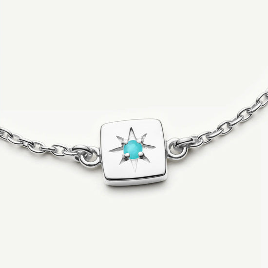 December Birthstone Slider Bracelet | Silver Plated/Dyed Turquoise Magnesite Bracelets Missoma 