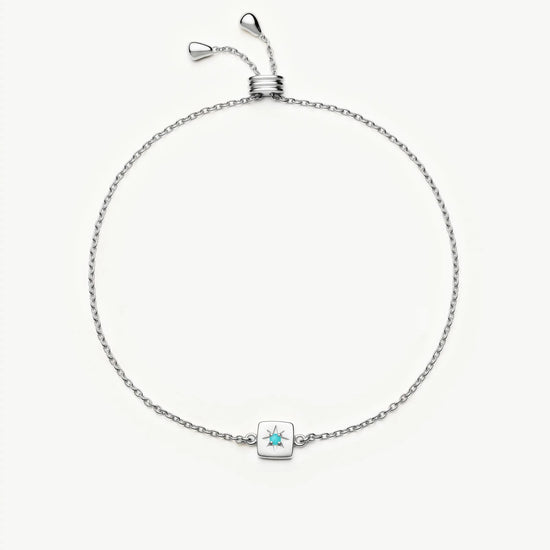 December Birthstone Slider Bracelet | Silver Plated/Dyed Turquoise Magnesite Bracelets Missoma 