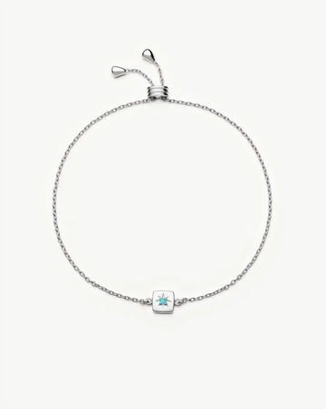 December Birthstone Slider Bracelet | Silver Plated/Dyed Turquoise Magnesite Bracelets Missoma 
