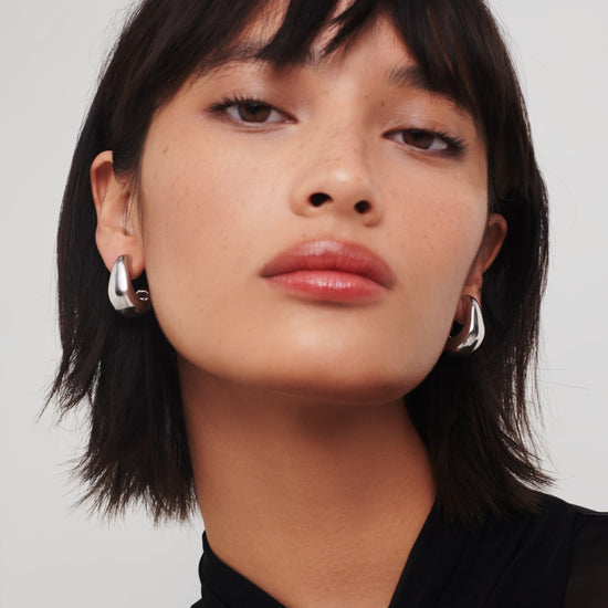 Dome Medium Hoop Earrings | Silver Plated Earrings Missoma 