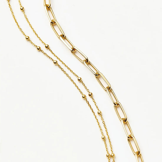 Double Chain & Mini Paperclip Bracelet Set | 18ct Gold Vermeil/18ct Gold Plated Bracelets Missoma 