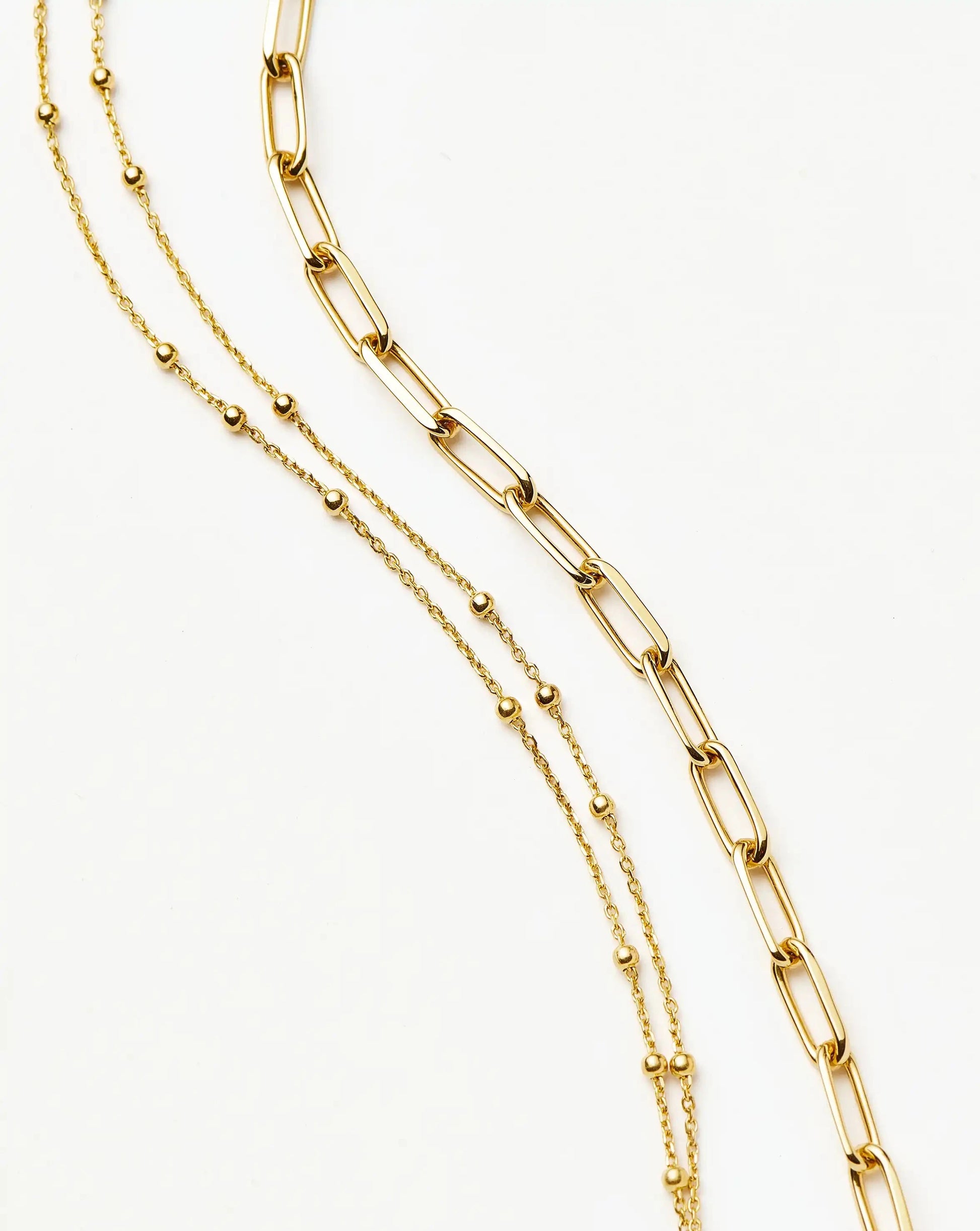 Double Chain & Mini Paperclip Bracelet Set | 18ct Gold Vermeil/18ct Gold Plated Bracelets Missoma 