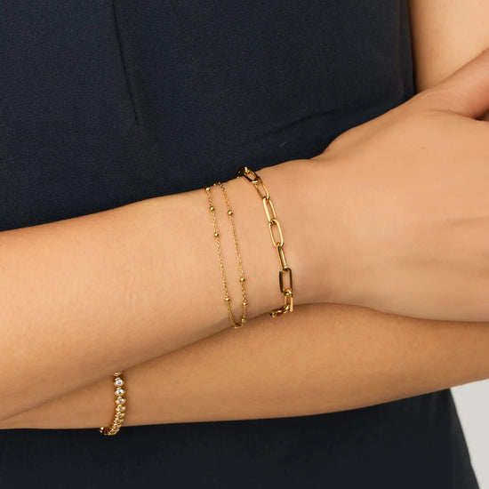 Double Chain & Mini Paperclip Bracelet Set | 18ct Gold Vermeil/18ct Gold Plated Bracelets Missoma 