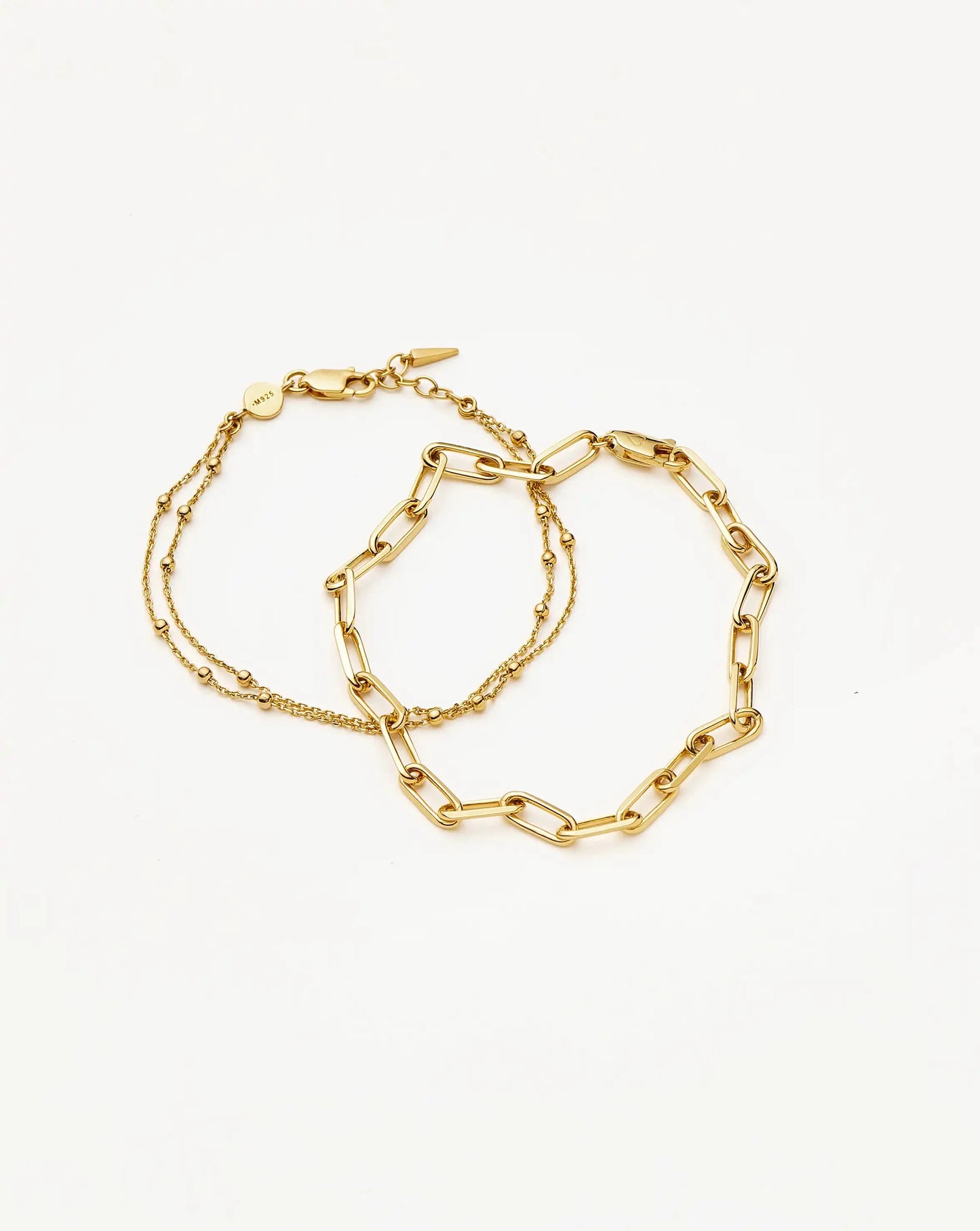 Double Chain & Mini Paperclip Bracelet Set | 18ct Gold Vermeil/18ct Gold Plated Bracelets Missoma 